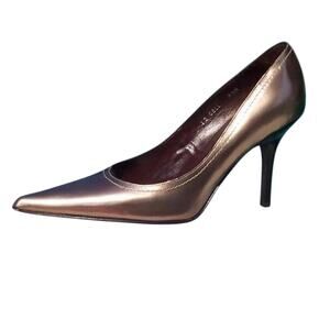 Donald Pliner Couture Beige Mirror Metallic Leather Shoe New Pump $275 NIB